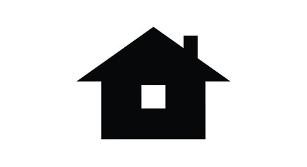Fototapeta premium A simple black silhouette of a house with a pointed roof and single window high quality