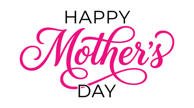 A beautiful pink cursive lettering greeting for Happy Mother's Day