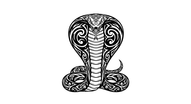 Intricate cobra illustration on white background detailed reptile artwork
