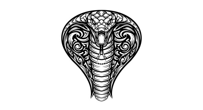 Intricate cobra illustration on white background vector design