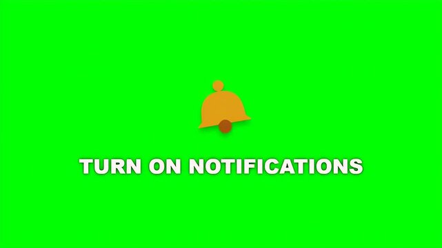 Animated orange notification bell icon with turn on notifications text for social media video content