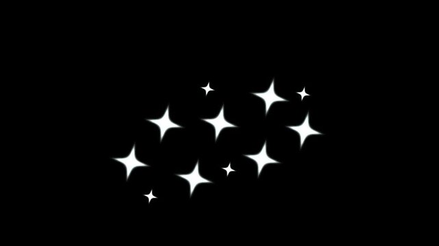 White glowing stars sparkle, little star, abstract, animation, star, sky,Twinkling star glowing sparkle animation motion graphics, black screen background. 4k animation,