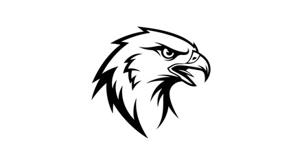 Fototapeta premium Bold black and white illustration of an eagle head in profile