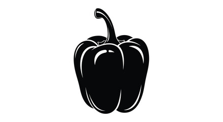 A striking black and white illustration depicts a single stylized bell pepper with a stem © ArtBySalea07