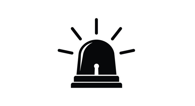 A black silhouette depicts a police or emergency vehicle light radiating beams outward high quality professional