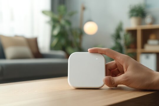 Hand tuning wifi router with mockup sticker