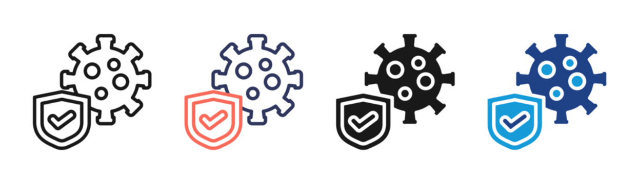 Virus Protection icon set multiple style collection
