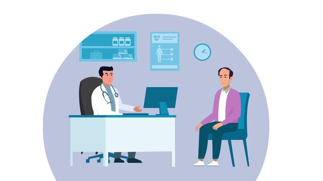An animated video of a doctor consultation with a white background
