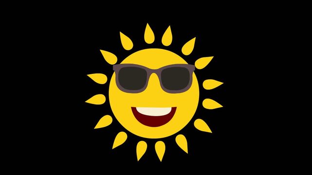 A stock animation video of  Sun with sunglasses, smiling icon
