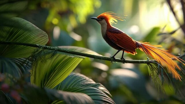Seekor burung pekakak berwarna-warni dengan bulu biru dan ungu yang cantik hinggap di cabang pohon hijau dalam harmoni alam liar margasatwa eksotik