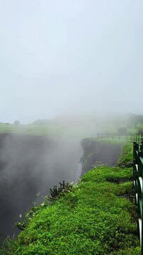 Hiwala Waterfall roars in stunning 4K, with crystal water crashing over rocky cliffs as nature&rsquo;s soothing sound echoes through the lush green monsoon paradise.