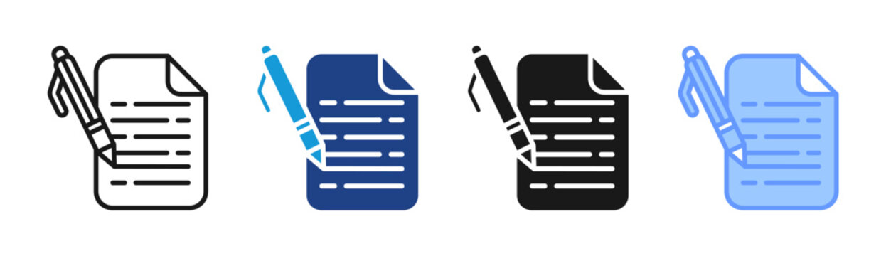 Writing Notes icon set multiple style collection