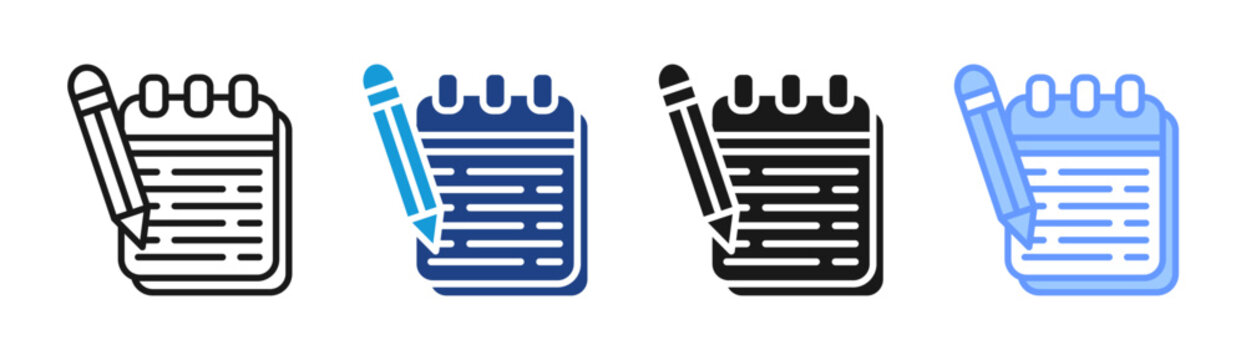 Notebook icon set multiple style collection