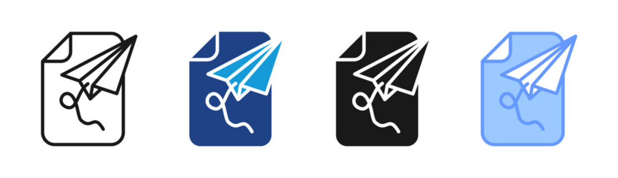 Paperplane icon set multiple style collection