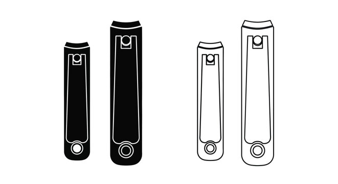 Four nail clippers displayed in a black and white design silhouette