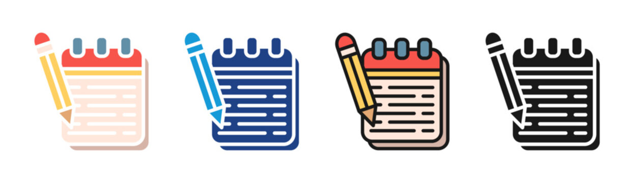 Notebook icon set multiple style collection