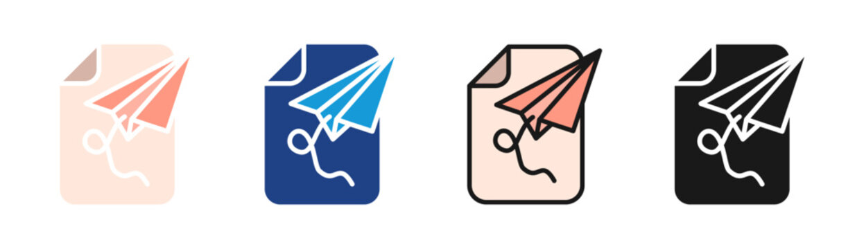 Paperplane icon set multiple style collection