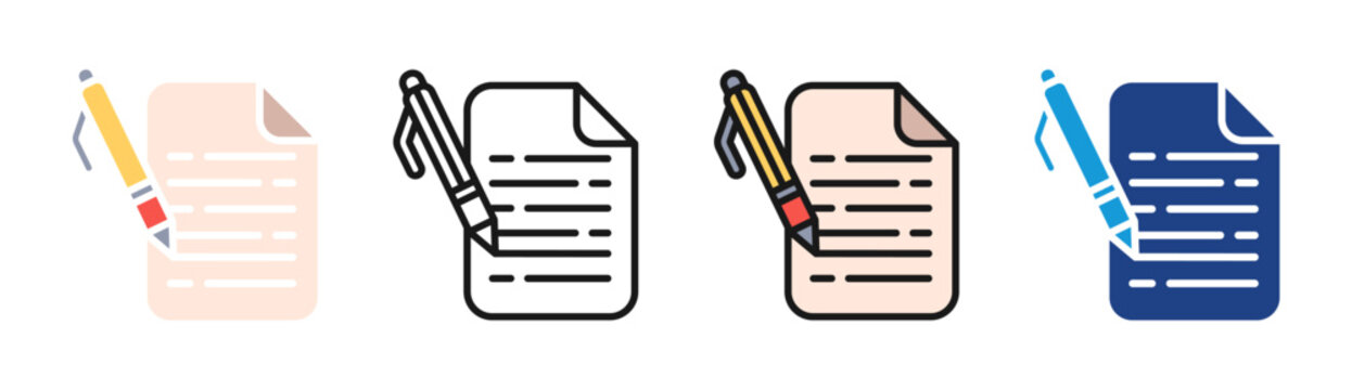 Writing Notes icon set multiple style collection