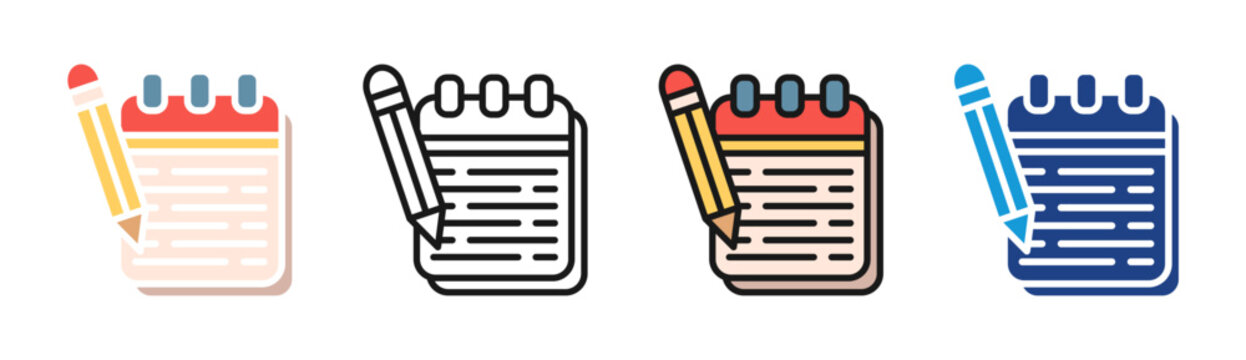 Notebook icon set multiple style collection
