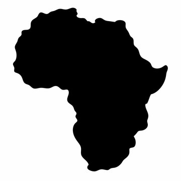 Black silhouette of the continent of Africa on a white background