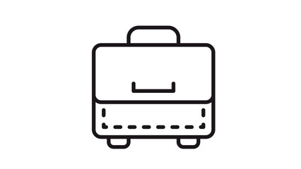 Professional business briefcase vector icon illustration featuring a minimalist black line design with a handle, latch, and protective feet, ideal for corporate, office, and travel concepts. © MD