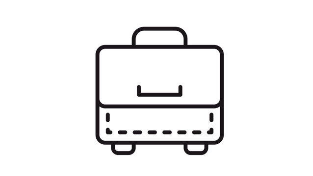 Professional business briefcase vector icon illustration featuring a minimalist black line design with a handle, latch, and protective feet, ideal for corporate, office, and travel concepts.