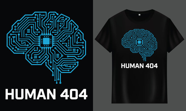 Human 404 error brain circuit design t shirt graphic with circuit board t shirt digital art technology futuristic computer electronic illustration innovation