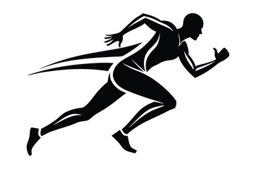 Fototapeta premium athlete runner silhouette line art vector illustration with a white background