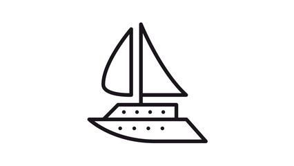 Minimalist black line art sailboat icon, modern yacht vector illustration for nautical travel and maritime transport, scalable graphic symbol of a sailing vessel isolated on white background © Ekha