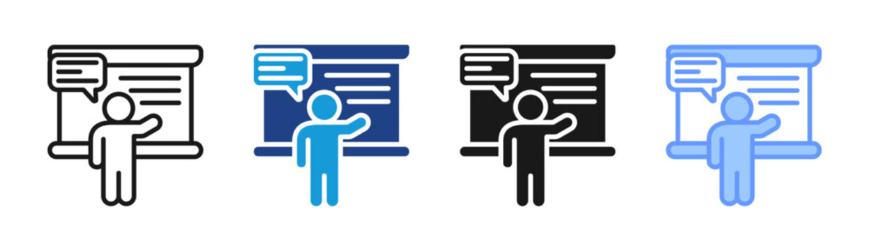 Class Teaching icon set multiple style collection