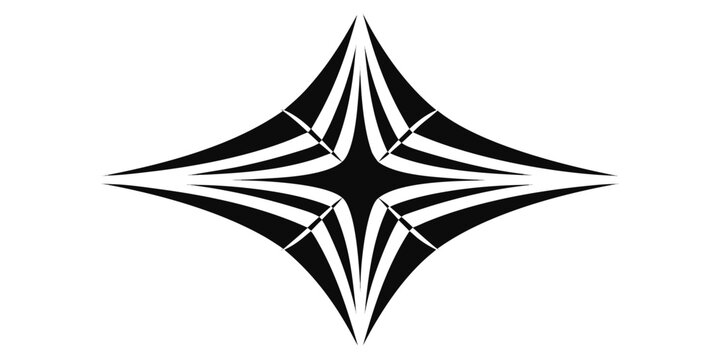 Abstract star burst shape with layered black lines geometric abstract ornament silhouette minimalist decoration isolated contrast creative geometry stylized symmetric composition