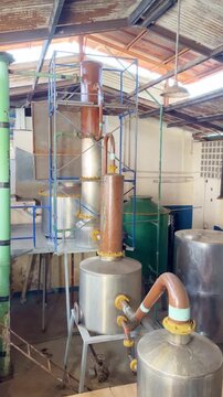 Traditional Copper Distillation Column in an Industrial Facility