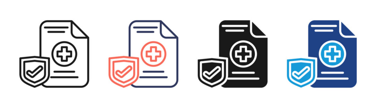 Medical Certificate icon set multiple style collection