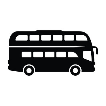 Double-decker bus icon symbolizing public transportation urban travel city life with red bus transport passenger