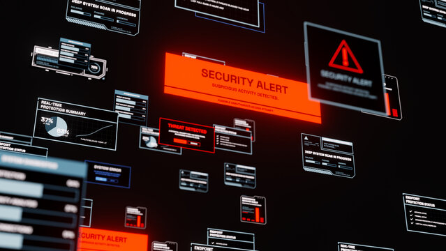 Security Alert - Multiple Cybersecurity Warnings and Threat Detection Pop-ups
