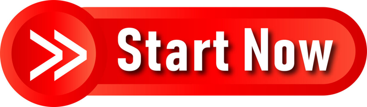 Vibrant red button encouraging users to start an action immediately isolated on transparent background