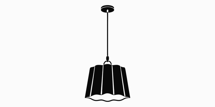 Pleated fabric style pendant ceiling lamp silhouette with silhouette lighting interior electric illumination minimalist furniture illustration isolated accessory decoration structure