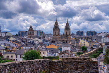 Fototapeta premium Views of the city of Lugo with its walls.