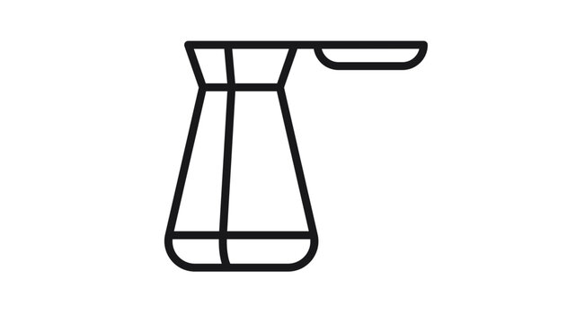 Minimalist black line vector icon of a traditional Turkish coffee pot, also known as a cezve or ibrik, used for brewing coffee. Clean scalable graphic illustration for cafe or kitchen design.