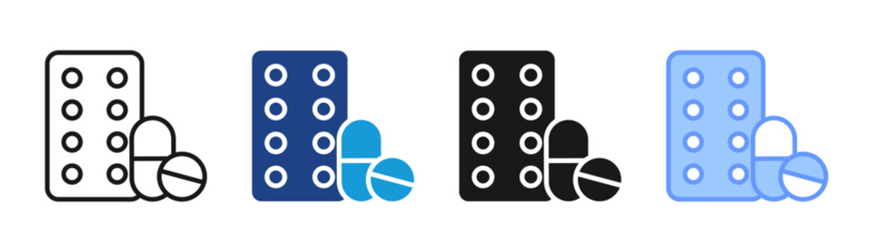 Medicine Tablets icon set multiple style collection