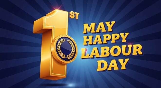 Happy labour day celebration a golden '1st' with festive design