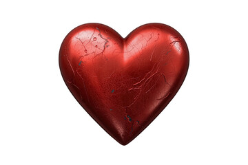 Obraz premium Red distressed heart, a symbol of broken love, pain, relationships, and emotional struggles, on transparent background