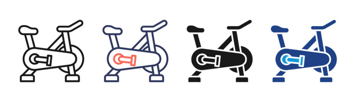 Exercise Bike icon set multiple style collection