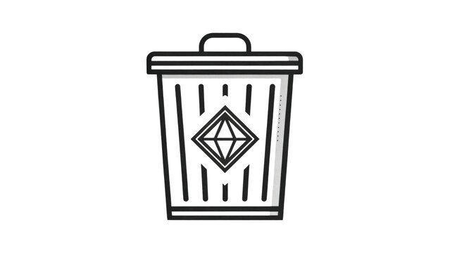 Metallic trash can with diamond logo icon isolated on transparent background vector design.