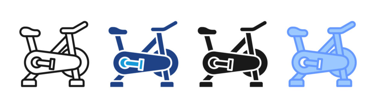 Exercise Bike icon set multiple style collection