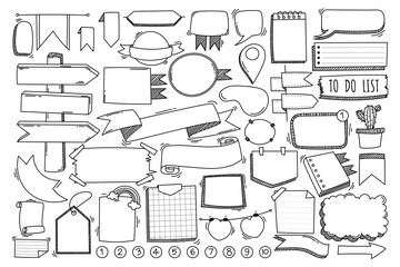 Doodle Frames Labels Banners Vector Set © Mandeep