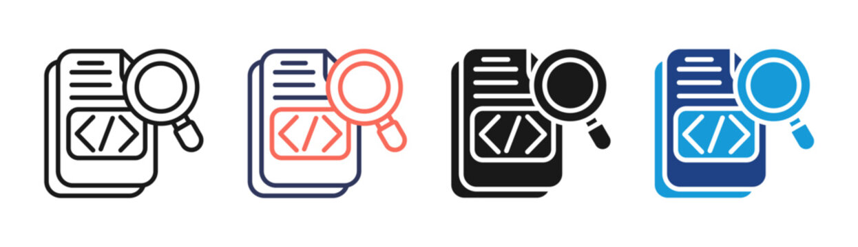 Code Search icon set multiple style collection