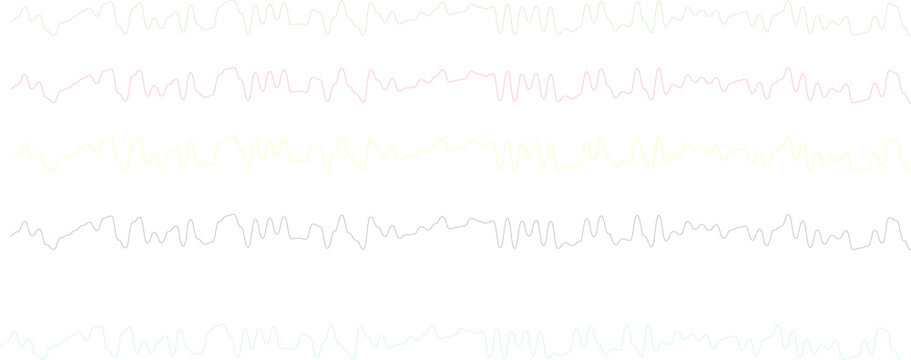 Colorful abstract waveform lines sound wave frequency pattern on transparent background