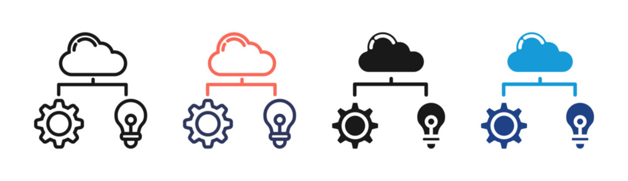 Cloud System icon set multiple style collection