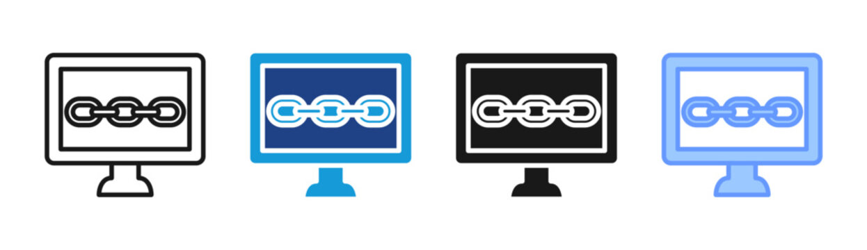 Blockchain Monitor icon set multiple style collection